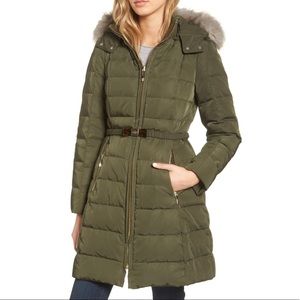 Kate Spade Quilted Down Coat with Faux Fur Hood